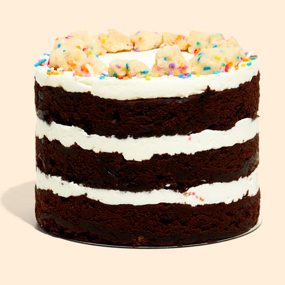 Side view of a 6" Chocolate Birthday Cake.