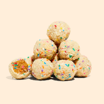 A pile of birthday cake truffles